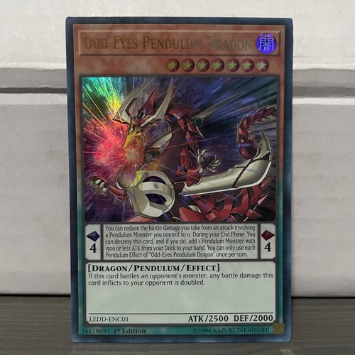 1ST EDITION ODD-EYES PENDULUM DRAGON 1996 LEDD-ENC01 YUGIOH CARD (LP/MP) - Picture 1 of 2