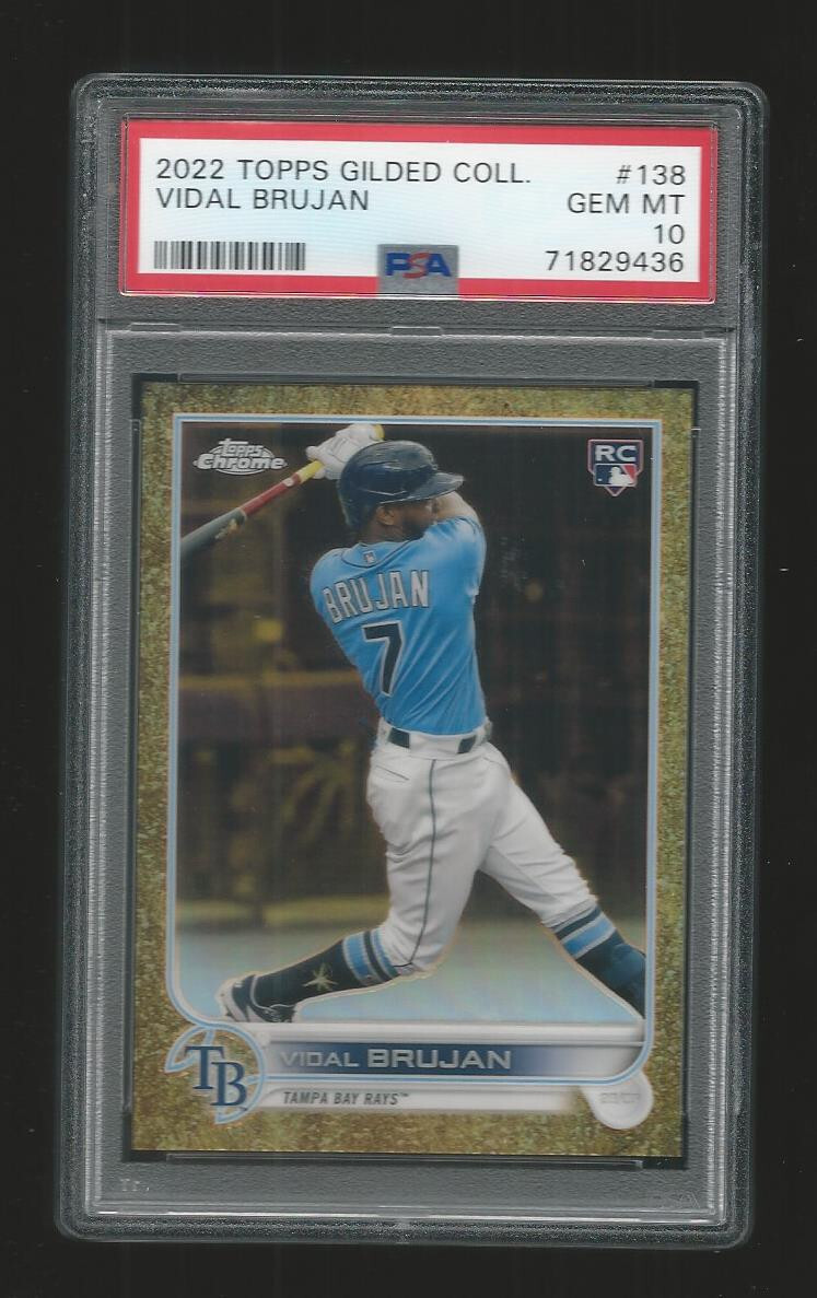 2022 Topps Chrome Gilded Vidal Brujan Rays RC Gold Refractor Sp 73/99 PSA 10 Gem