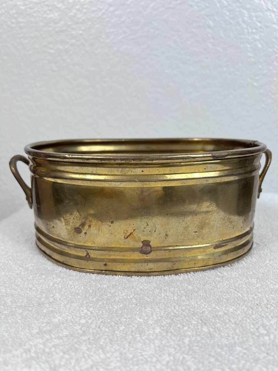 Vintage Brass Planter Pot with Handles Made In India 7" x 5"
