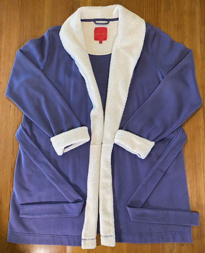 VICTORIA'S SECRET Women's XL Faux Fur Trim Belted Robe Purple Long-Sleeve GUC - Picture 9 of 13