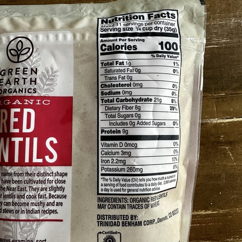 Generic Green Earth Organics Organic Red Lentils Rooted Nature 14 Oz New Sealed - Bild 5 von 6