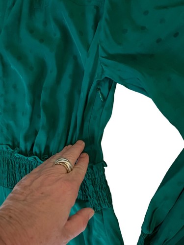 Mini robe jacquard à pois vert émeraude Claudia Sandro Paris 42 8 10 satin viscose - Photo 8/12