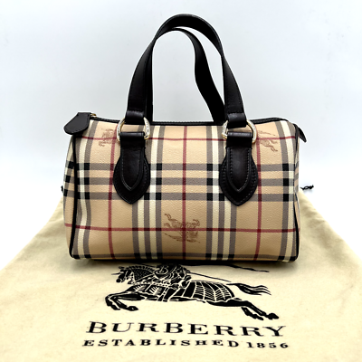 BURBERRY Boston Bag Hand Bag Haymarket Nova Check Made in Italy