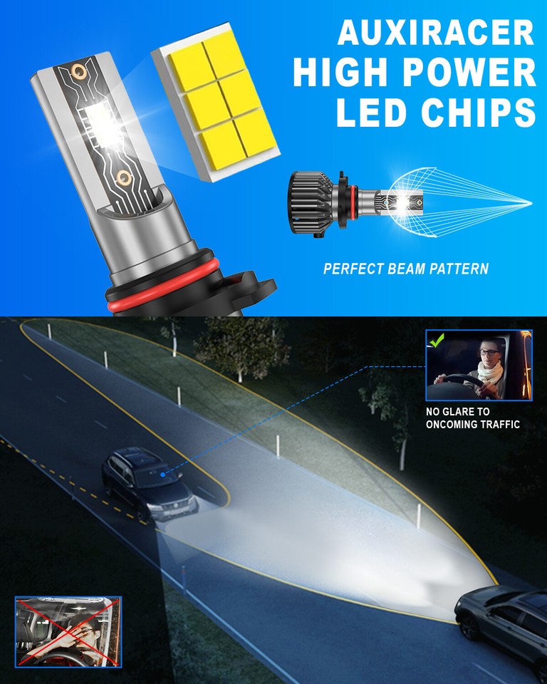 Ampoule 6500K Blanche AUXIRACER Ampoule LED HB3/9005 30000LM 50W 6500K - Phares Voiture Et Moto - Remplacement Halogène Ampoules Led Hb3