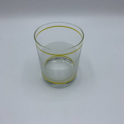 Vintage Libbey Striped Drinking Glass Thick Bottom Clear Yellow White Stripes - Picture 5 of 7