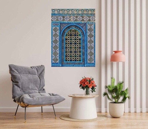 Panel de cerámica mural/mosaico de azulejos de patrón de puerta árabe - mosaico de azulejos de arte islámico - Imagen 4 de 4