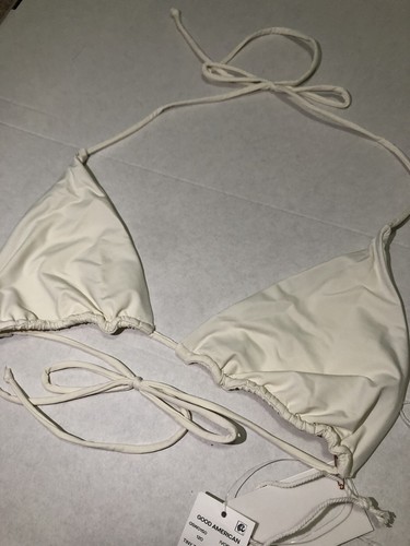 NEW Good American 2 US M Tiny Ties Triangle Bikini Top Swim Cream Ivory Beachy - Picture 10 of 10