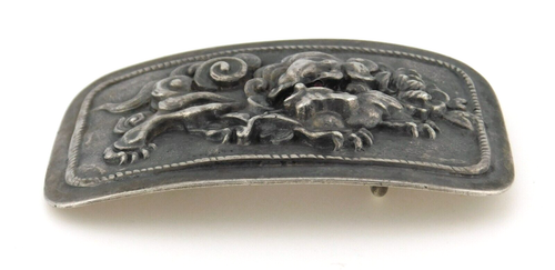 Antigua hebilla de cinturón de dragón chino asiático de plata de ley 925 de Vantine - Imagen 2 de 18