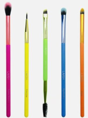 Lavish Neon Eye Brush Set 5pc Blender Liner Brow Grooming Shading Pencil Brushes