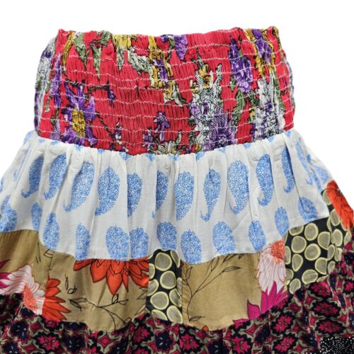 Patchwork Short Skirt Multicoloured Beach Holiday Festival One Size 8 10 12 14 - Picture 3 of 4