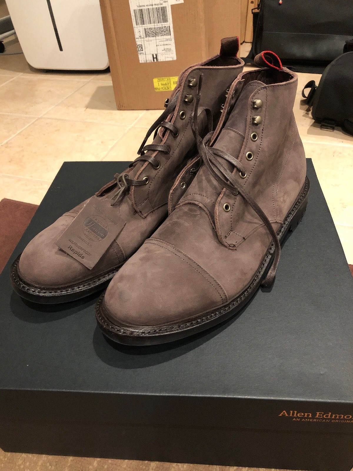 Allen Edmonds Surrey Bota Con Puntera Marrón Nobuck Impermeable Cuero D Allen Edmonds Surrey Bota Con Puntera Marrón Nobuck Impermeable Cuero D
