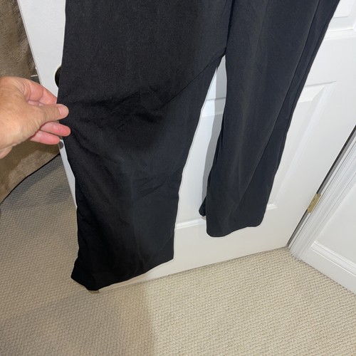 Women’s New Black Jumpsuit Overall Size L Zip Belt Wide Leg Romper - Picture 5 of 8