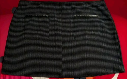 Elle Mini Skirt Black with White Polka Dots Size XXL Elastic Waistband