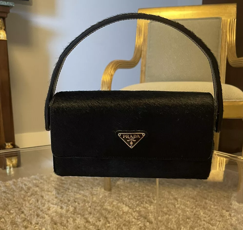 Authentic Black Prada Pony Hair Clutch … Limited Edition