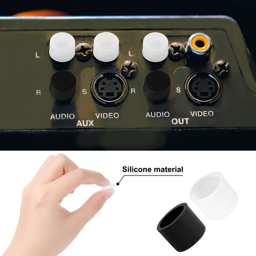 10 Pcs Silicone RCA Anti Poussière Plug - Femelle Connecteur Conduit Cap Set, Noir Clair - Photo 2 sur 7