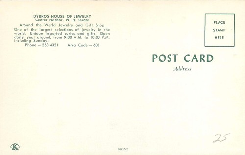 Postal de colección Dybros House of Jewelry Center Harbor Nueva Jersey - Imagen 2 de 2