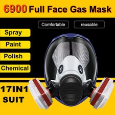 Full Face Gas Mask Chemical Spray Painting Reusable Respirator 6900 Size Large