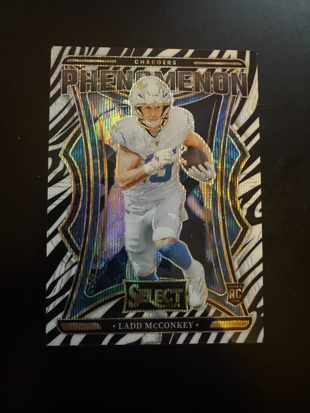 2024 Panini Select - Ladd McConkey Phenomenon Zebra Prizm #13 (RC) SSP!