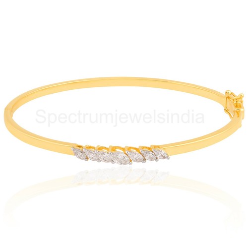 0.60 Karat Kunstdiamanten Grown Cvd Marquise Diamant Armreif 14K Gelbgold