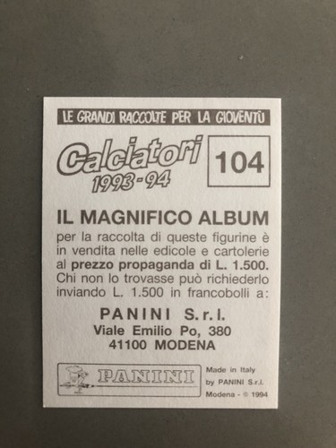 figurine calciatori panini 1993/94 N 104 Battistini Inter Edicola - Picture 2 of 2