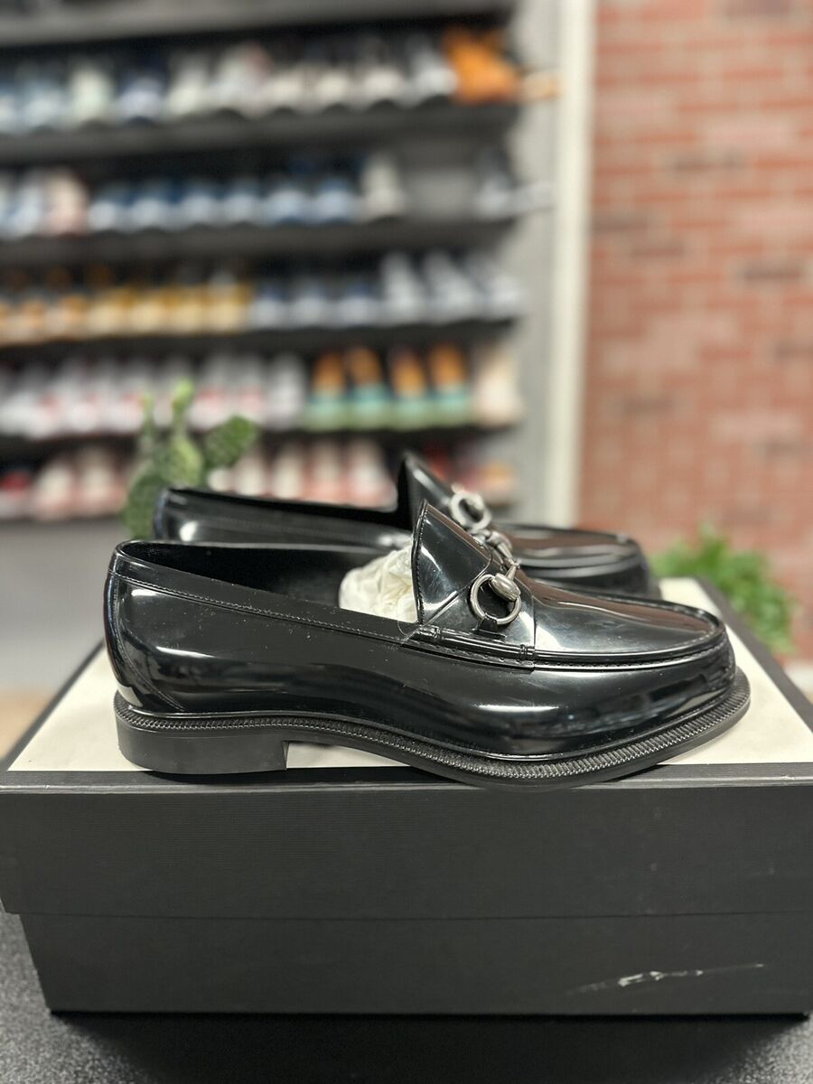 Size 7G/7.5US - Men's GUCCI 'Horsebit' Black Rubber Loafers Size 7G/7.5US - Men's GUCCI 'Horsebit' Black Rubber Loafers