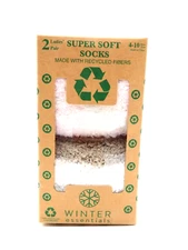 Winter Essentials Gray Pink Super Soft Socks Ladies 2 Pair Size 4-10