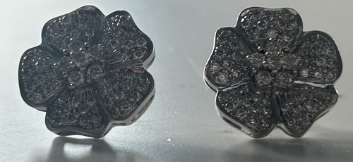 18ct White Gold Petal Flower Large Heavy Diamond Earrings 1.2ct - Picture 6 of 10