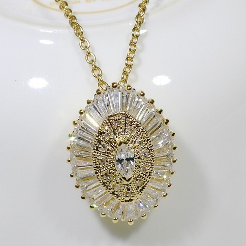Collar colgante de circonita cúbica para mujer enchapado en oro blanco amarillo P2000 regalo - Imagen 4 de 7
