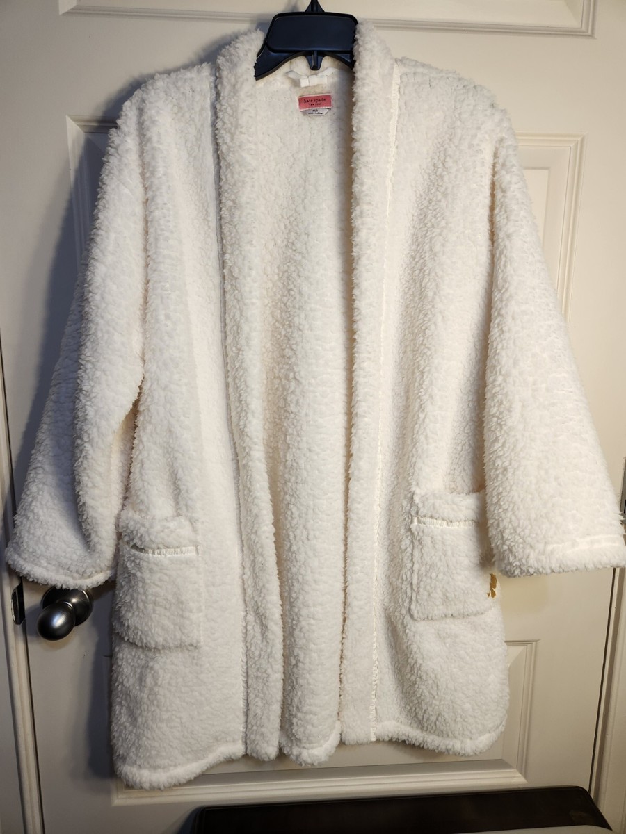 Kate Spade New York Sherpa Fleece Robe Womens Size xs/s White Open