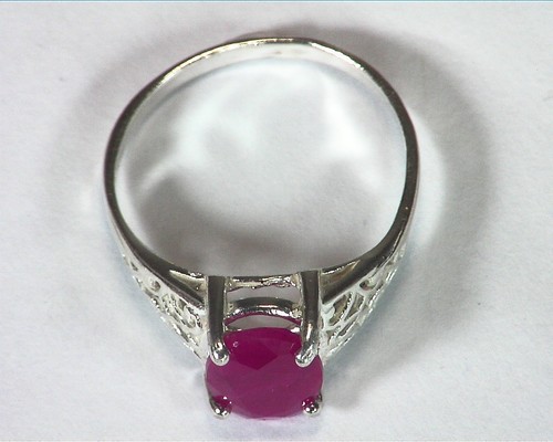 Natural Genuine Ruby Sterling Silver Fine Ring in a Antique Design RSS,464 - Picture 7 of 8