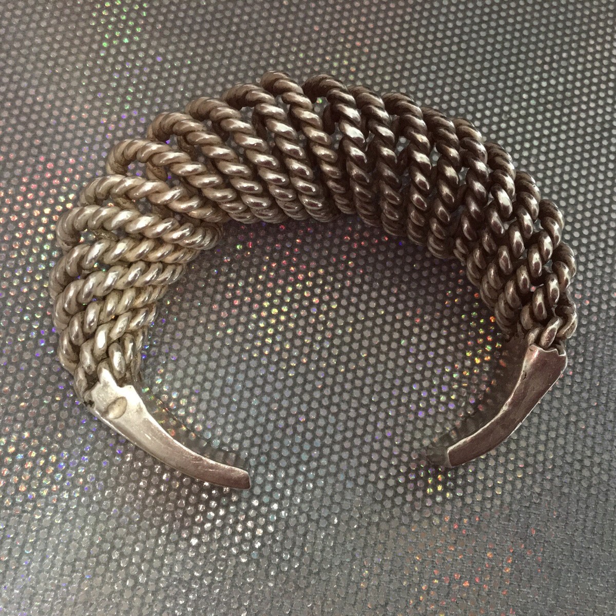 RARE Weaven C Shape Bangle Akha Hill Tribe Sterling Silver RARE Weaven C Shape Bangle Akha Hill Tribe Sterling Silver