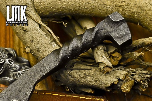 LMK Forged Rail Road Knife AUS-10 Steel Carbon Engraving Fishing Limited Edition - Picture 4 of 8