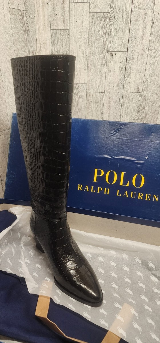 Polo Ralph Lauren City BT M HL-BO-TAL Black Croc Embossed Leather