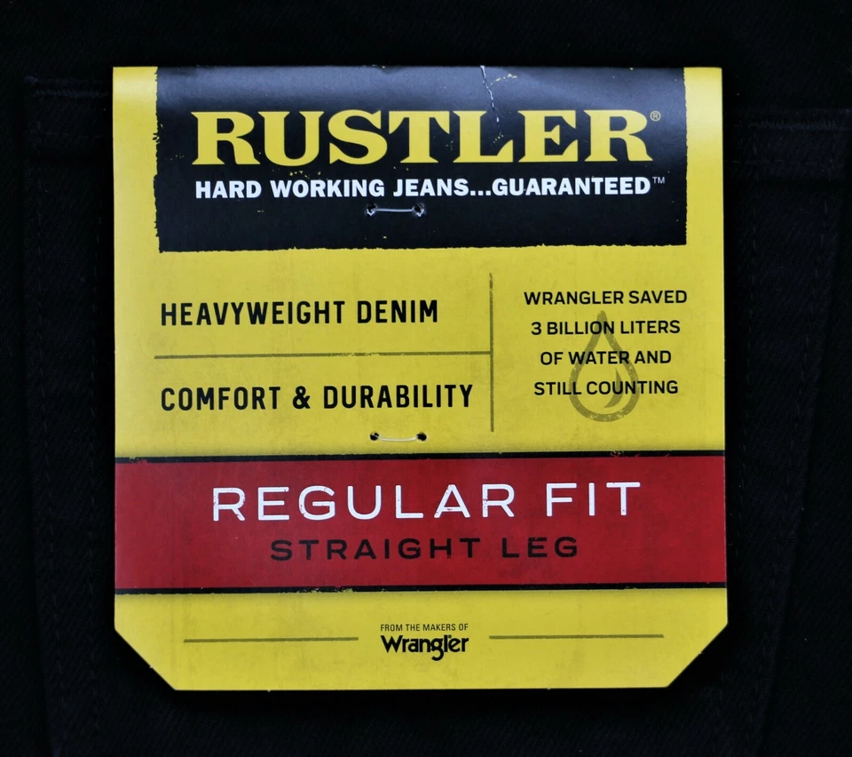 New Rustler by Wrangler Men's Regular Fit Straight-Leg Jeans All Sizes - Image 3 of 4