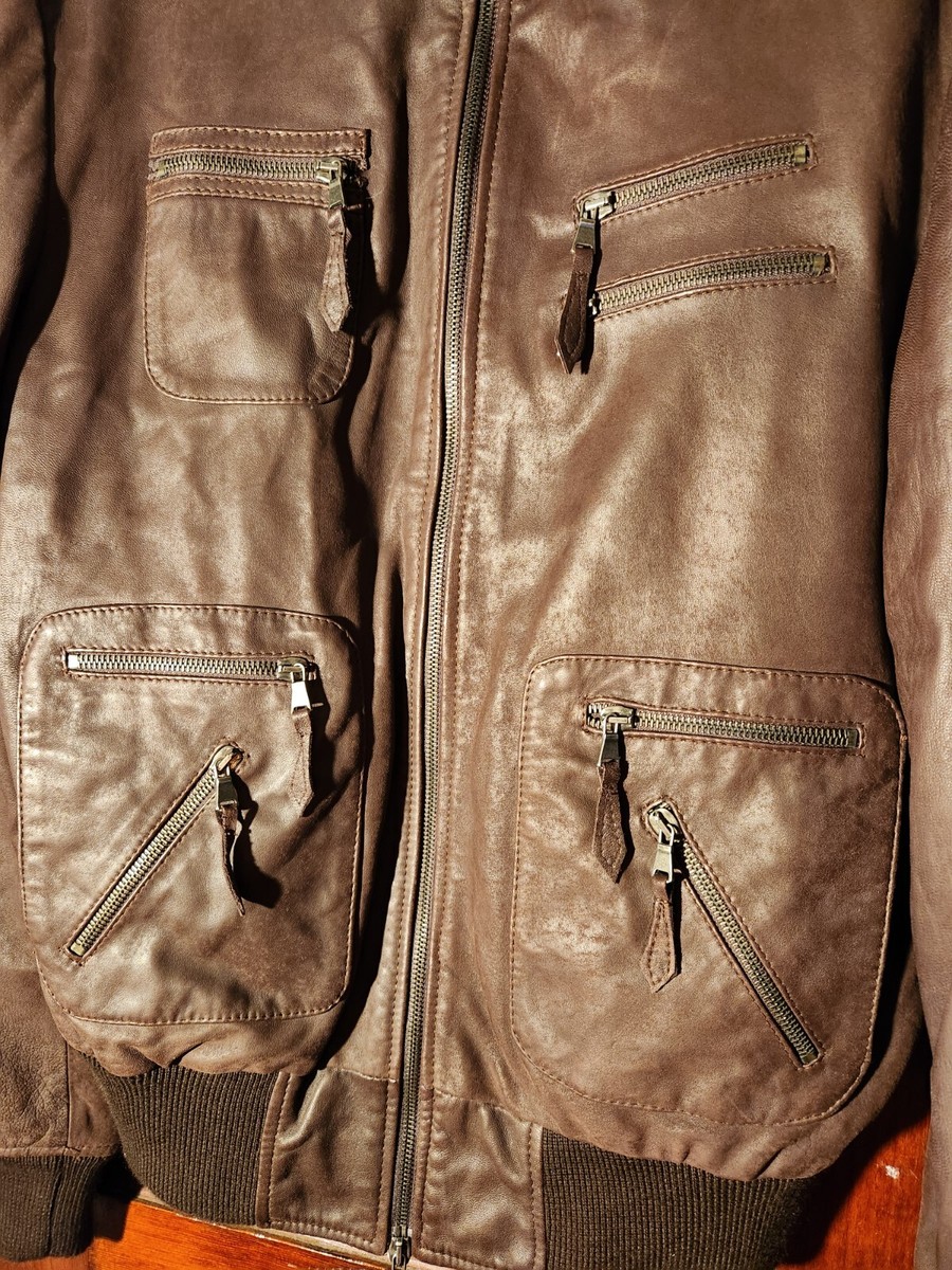ITALY MADE 100% Genuine Leather Jacket Brown Bomber Vera ITALY MADE 100% Genuine Leather Jacket Brown Bomber Vera