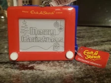 Magic Etch A Sketch Screen Faux Game Holiday Christmas Decoupage Ornament 2023