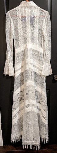 Leo & Lin Juno Poly & Silk Button Down Lace Dress White Long Sleeve Size 6 - NWT - Picture 5 of 24