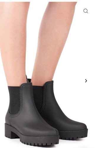 Botas de lluvia Jeffrey Campbell para mujer plataforma nublada Chelsea negras talla 9 - Imagen 8 de 15