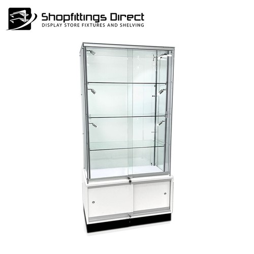 Large Glass Cabinet Display Show Case LED Light Floor Standing with Storage DCF - Picture 3 of 10