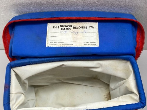 Vintage 80’s 90’s Snack Pack Fabric Lunchbox Retro Cooler Zipper Blue Red READ - Picture 13 of 14