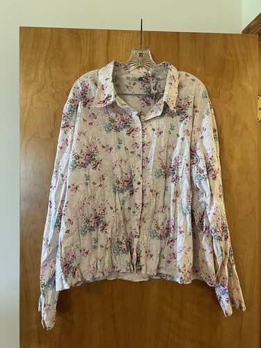 Camisa floral con botones J. Jill femenina campesina de cabaña top vintage nueva con etiquetas XL - Imagen 14 de 16