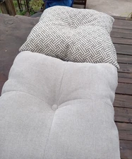 Pair of Grey Beige Print Throw Pillows / Decorative Pillows  17 x 17