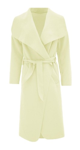 Womens Belted Duster Jacket Drape Long Coat Ladies Waterfall Italian Trench - Picture 3 of 15