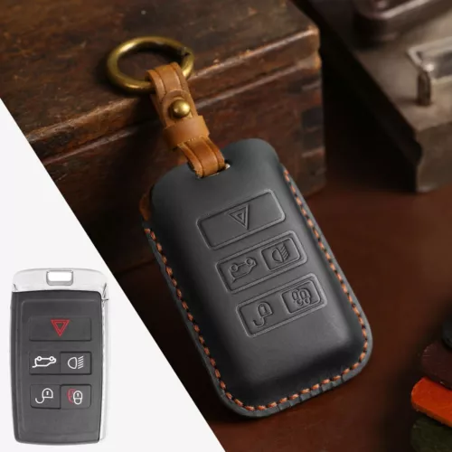 Leather Car Key Fob Case Cover Holder For Land Rover Range Rover Defender Jaguar - Bild 20 von 20