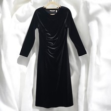 Soft Surroundings Velvet Dress Woman Small Black Long Ruched Goth Core Pull Over