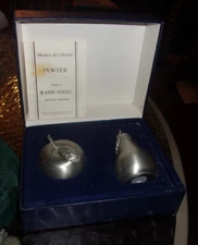 Vintage Kirk Stieff Pewter Apple & Pear Salt & Pepper Shaker Set  w/box