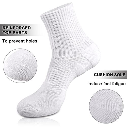 Calcetines al tobillo para mujer calcetines deportivos para correr algodón pequeños blancos 6 pares - Imagen 6 de 8