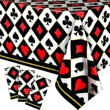 3 Pack Plastic Table Cover Disposable Tablecloth for Playing Cards, 54x108 Inch