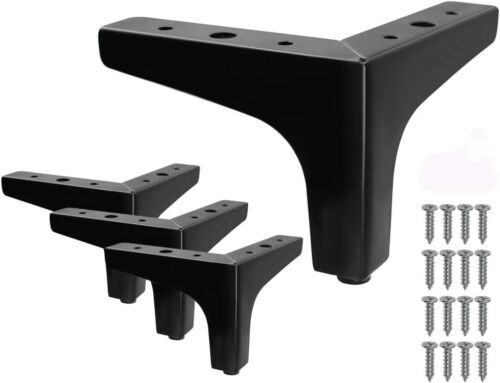 4-Pack 4-Inch Modern Matte Black Furniture Legs for Sofas & Tables - Heavy Duty - Picture 3 of 10