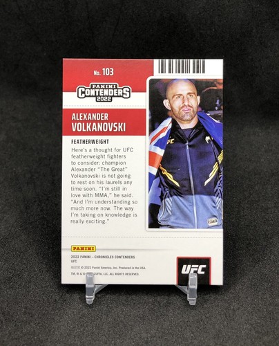 2022 Chronicles Contenders UFC Alexander Volkanovski /99 GREEN FOIL SP No. 103 - Picture 8 of 12